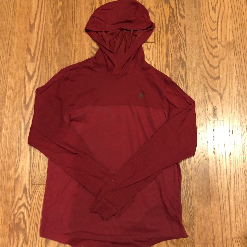Dark Red Long Sleeve Hooded HURLEY Tee/T-Shirt